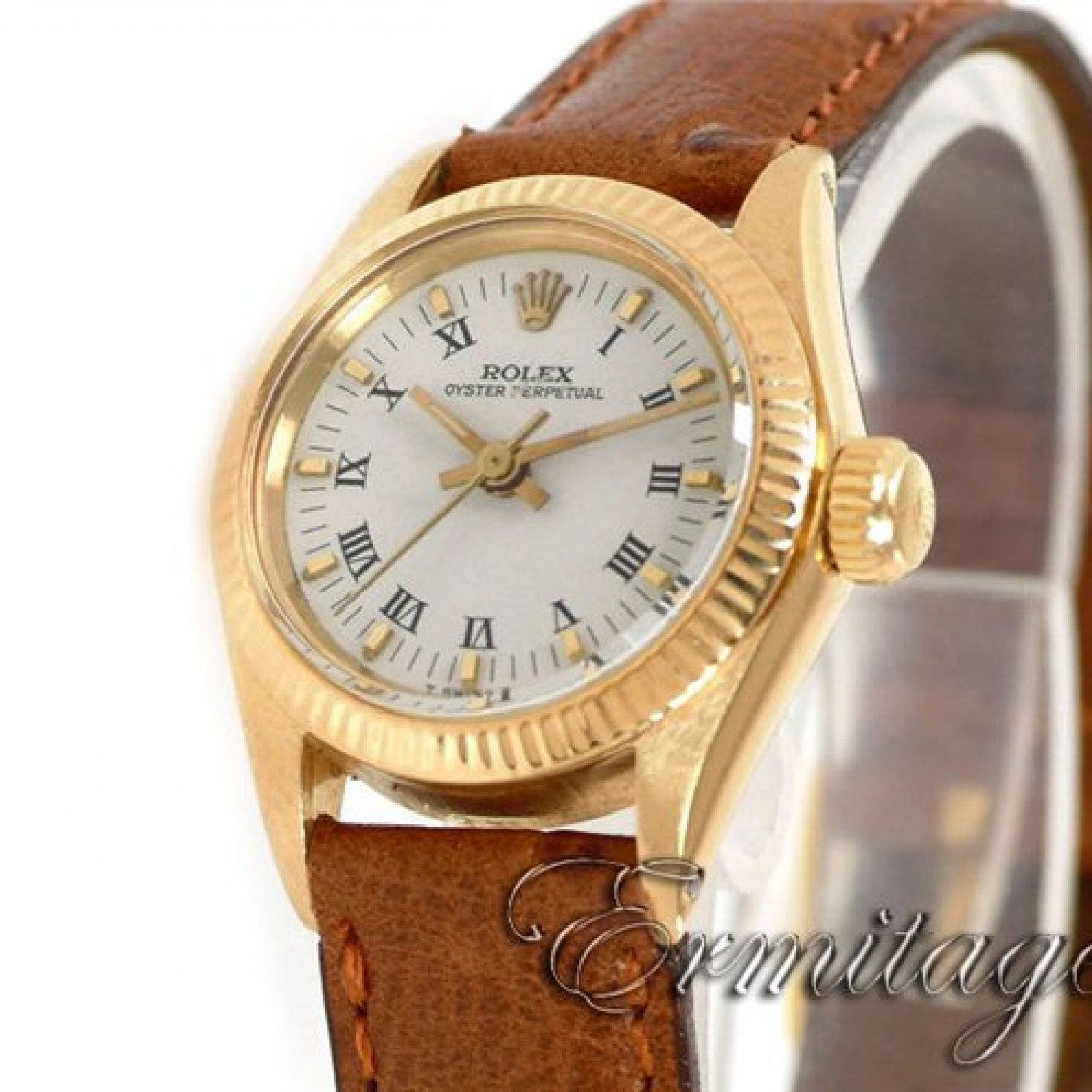 Vintage Rolex Oyster Perpetual 6719 Gold with White Dial